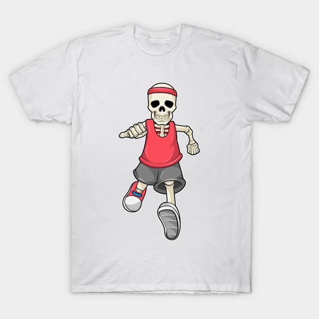 Skeleton at Running with Headband T-Shirt by Markus Schnabel